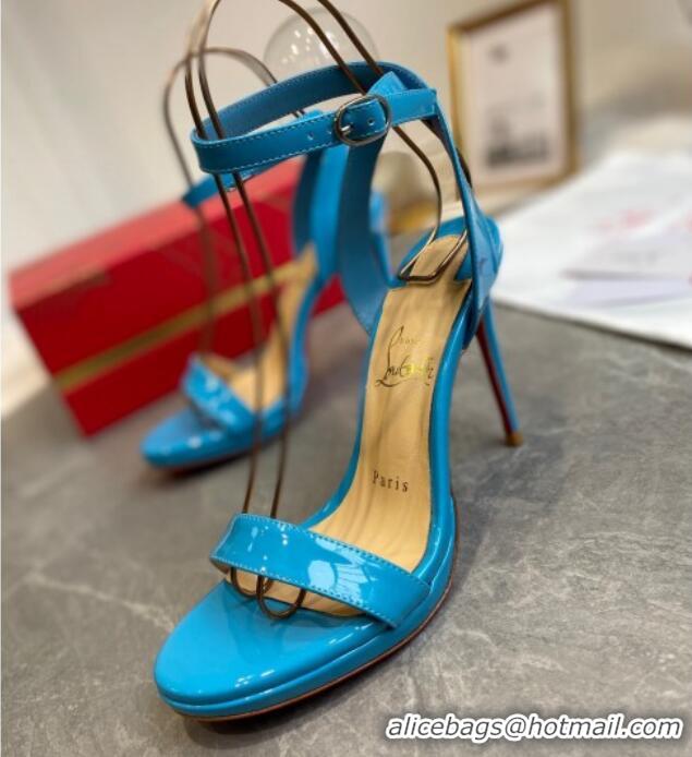 Discount Christian Louboutin Calfskin Sandals 10cm 070582 Blue 2021