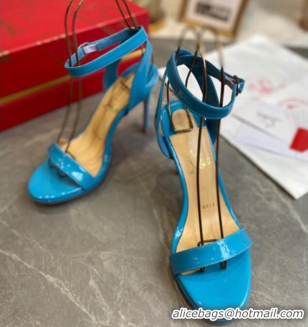 Discount Christian Louboutin Calfskin Sandals 10cm 070582 Blue 2021