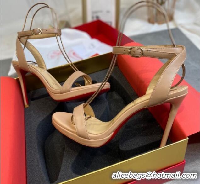 Most Popular Christian Louboutin Calfskin Sandals 10cm 070582 Nude 2021