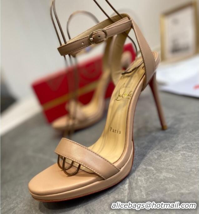 Most Popular Christian Louboutin Calfskin Sandals 10cm 070582 Nude 2021