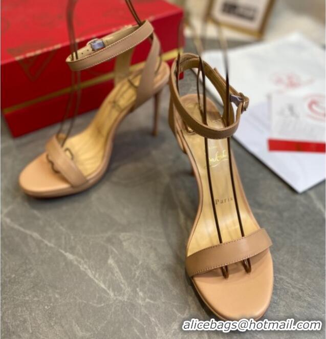 Most Popular Christian Louboutin Calfskin Sandals 10cm 070582 Nude 2021