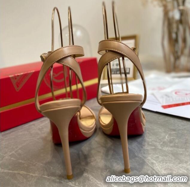 Most Popular Christian Louboutin Calfskin Sandals 10cm 070582 Nude 2021