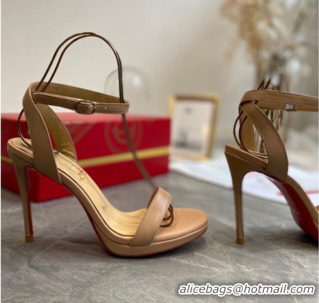 Most Popular Christian Louboutin Calfskin Sandals 10cm 070582 Nude 2021