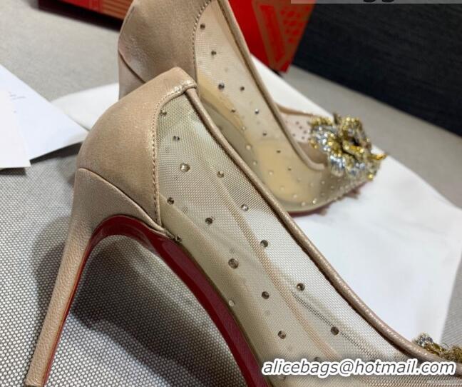 Luxurious Christian Louboutin Mesh Crystal Bloom 8.5cm Pumps 070587 2021