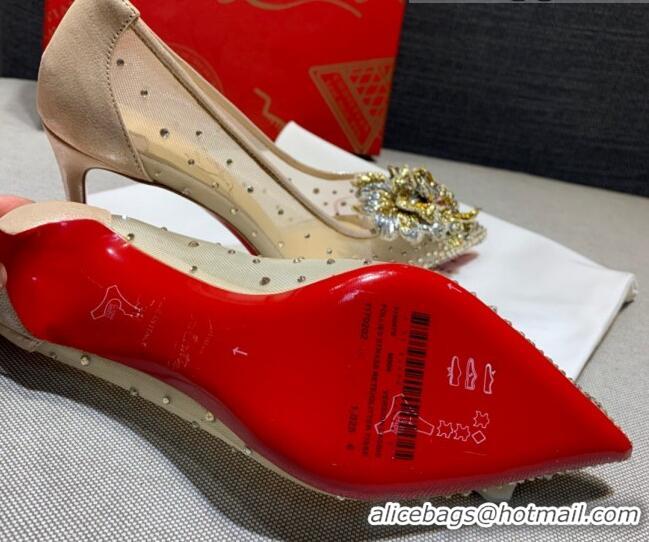 Luxurious Christian Louboutin Mesh Crystal Bloom 8.5cm Pumps 070587 2021