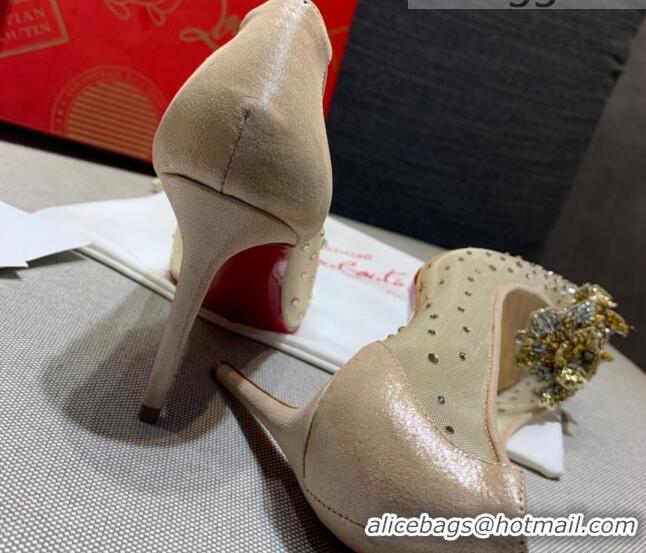 Luxurious Christian Louboutin Mesh Crystal Bloom 8.5cm Pumps 070587 2021