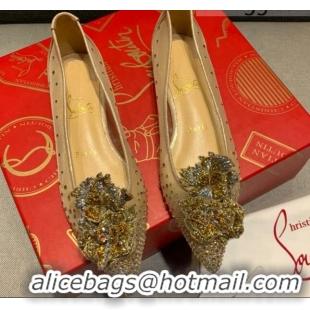 Good Looking Christian Louboutin Mesh Crystal Bloom Flat Ballerinas 070588 2021