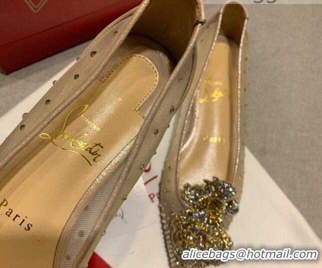 Good Looking Christian Louboutin Mesh Crystal Bloom Flat Ballerinas 070588 2021