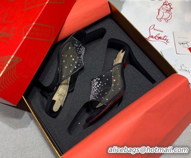 Cute Christian Louboutin Studded Mesh Mules 5.5cm 070601 Black 2021