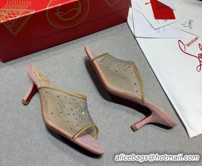 Low Price Christian Louboutin Studded Mesh Mules 5.5cm 070601 Pink 2021