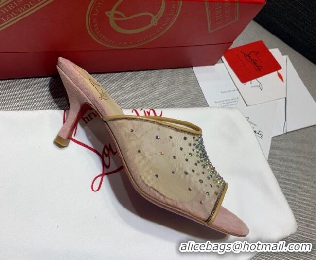 Low Price Christian Louboutin Studded Mesh Mules 5.5cm 070601 Pink 2021