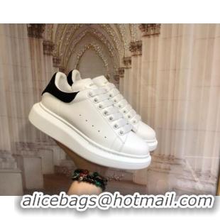 Top Quality Alexander Mcqueen White Silky Calfskin Sneaker With Suede Back Black 011286