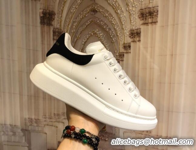 Top Quality Alexander Mcqueen White Silky Calfskin Sneaker With Suede Back Black 011286