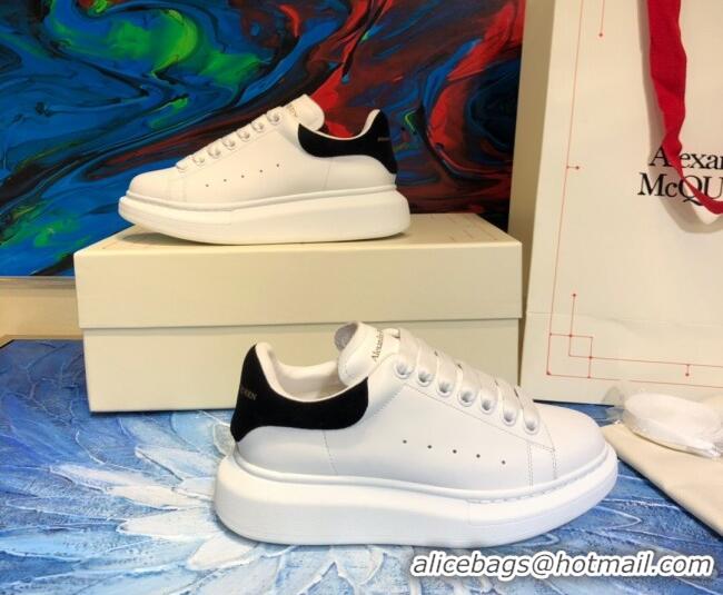 Top Quality Alexander Mcqueen White Silky Calfskin Sneaker With Suede Back Black 011286