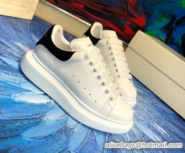 Top Quality Alexander Mcqueen White Silky Calfskin Sneaker With Suede Back Black 011286