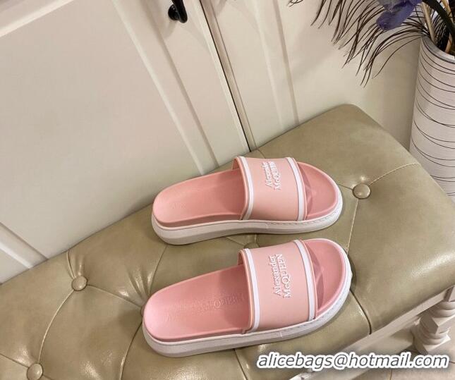 Custom Alexander Mcqueen Flat Slide Sandals 071205 Light Pink