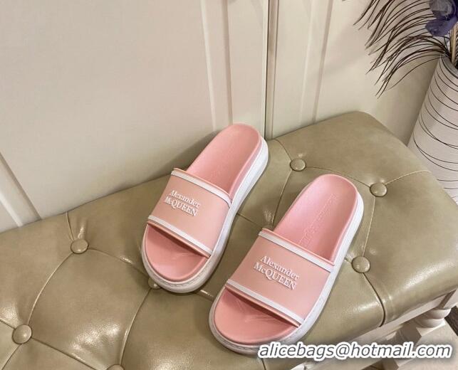 Custom Alexander Mcqueen Flat Slide Sandals 071205 Light Pink