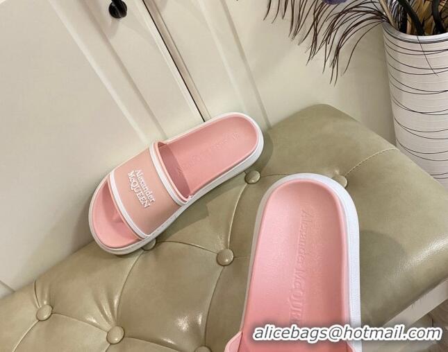 Custom Alexander Mcqueen Flat Slide Sandals 071205 Light Pink