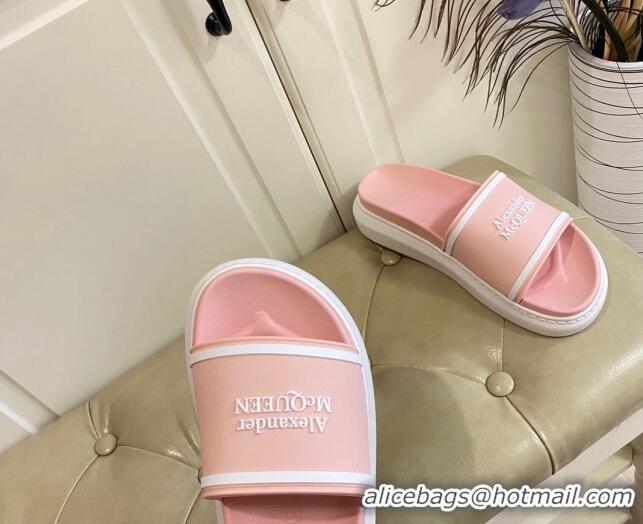 Custom Alexander Mcqueen Flat Slide Sandals 071205 Light Pink