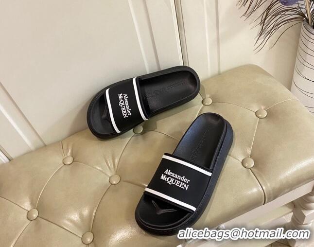 Top Quality Alexander Mcqueen Flat Slide Sandals 071205 Black