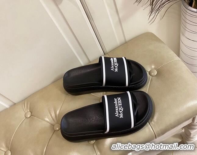 Top Quality Alexander Mcqueen Flat Slide Sandals 071205 Black