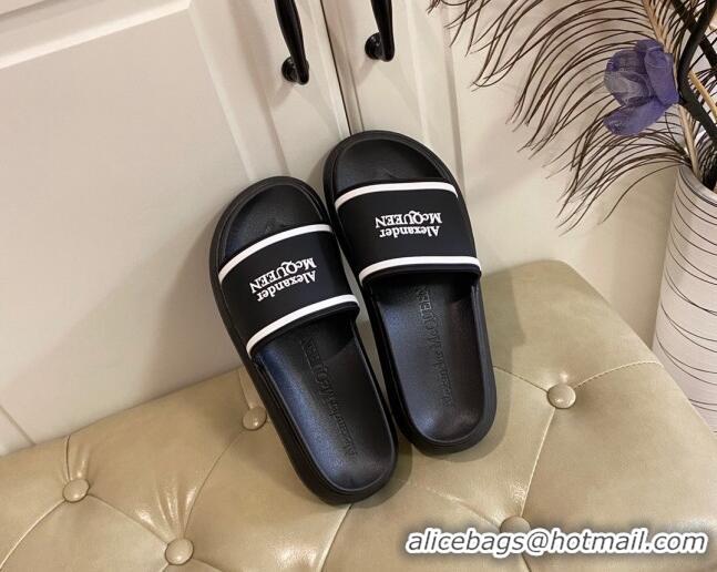 Top Quality Alexander Mcqueen Flat Slide Sandals 071205 Black