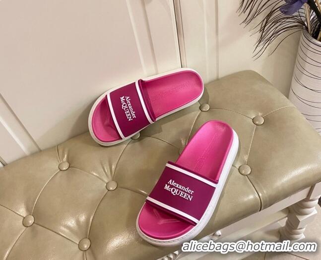 Low Price Alexander Mcqueen Flat Slide Sandals 071205 Hot Pink