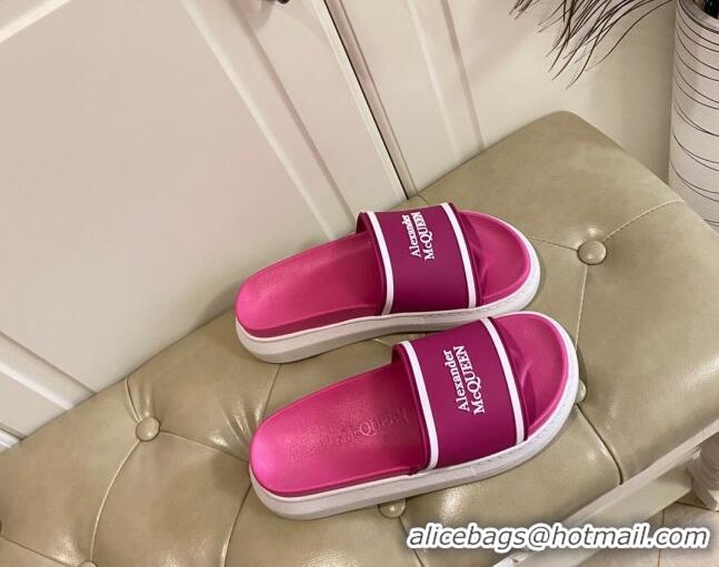 Low Price Alexander Mcqueen Flat Slide Sandals 071205 Hot Pink