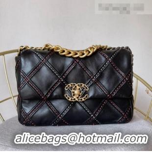 Promotional Chanel 19 Patchwork Lambskin Large Flap Bag AS1161 Black 2021