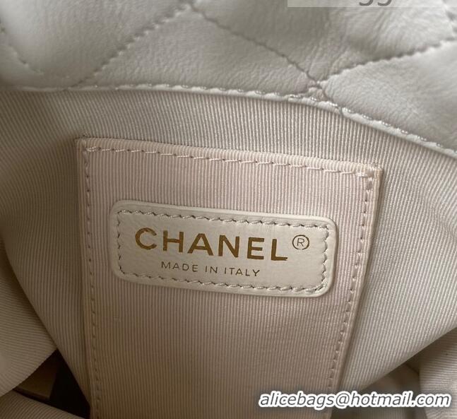 Buy Discount Chanel Lambskin Bucket Bag with Pearl Handle AS2608 White 2021