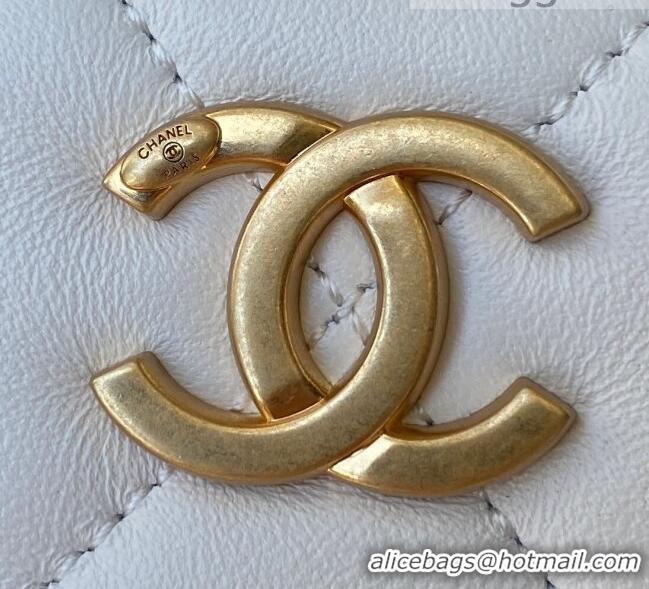 Promotional Chanel Lambskin Clutch Top Handle Bag with Pearl Handle AS2609 White 2021