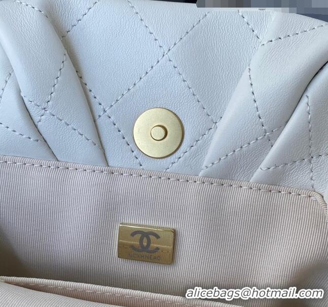 Promotional Chanel Lambskin Clutch Top Handle Bag with Pearl Handle AS2609 White 2021