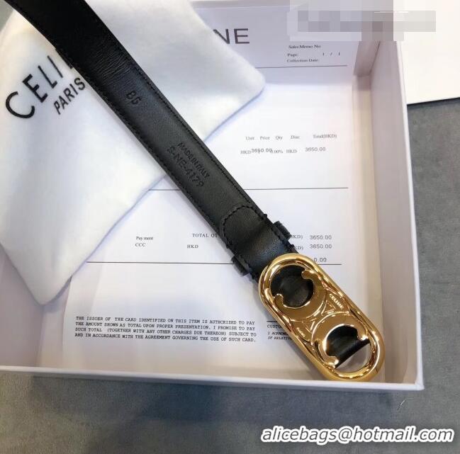 Buy Inexpensive Celine Width 2.5cm Caflskin Belt C50401 Black 2020