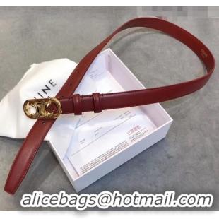 Super Quality Celine Width 2.5cm Caflskin Belt C50401 Burgundy 2020