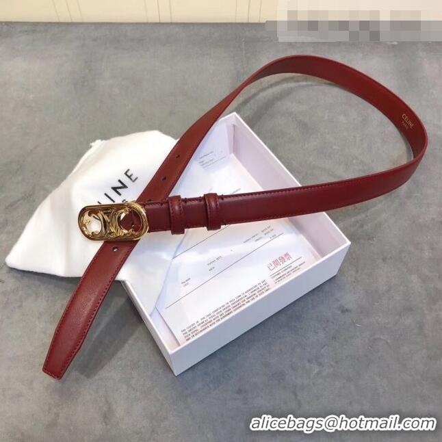 Super Quality Celine Width 2.5cm Caflskin Belt C50401 Burgundy 2020