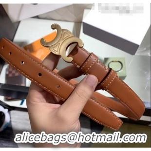 Buy Discount Celine Width 2.5cm Caflskin Belt With Brass Buckle C50405 Brown 2020