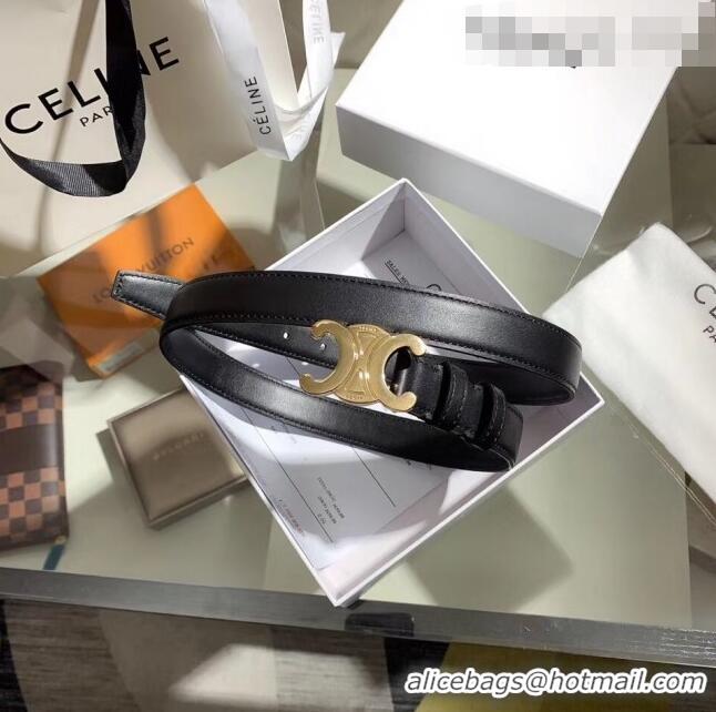 Low Price Celine Width 2.5cm Caflskin Belt With Brass Buckle C50405 Black 2020