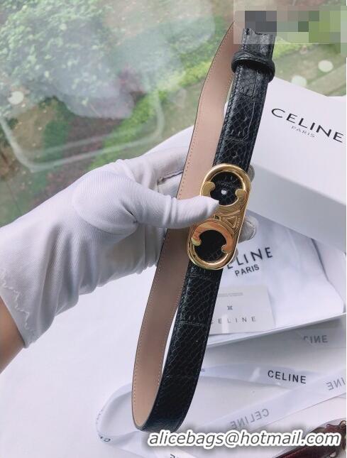 Promotional Celine Embossed Calfskin Belt 2.5cm with Logo Buckle C51824 Black 2021