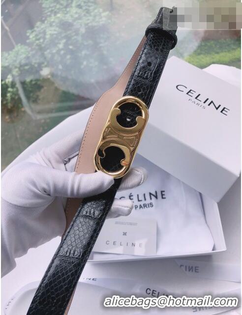 Promotional Celine Embossed Calfskin Belt 2.5cm with Logo Buckle C51824 Black 2021