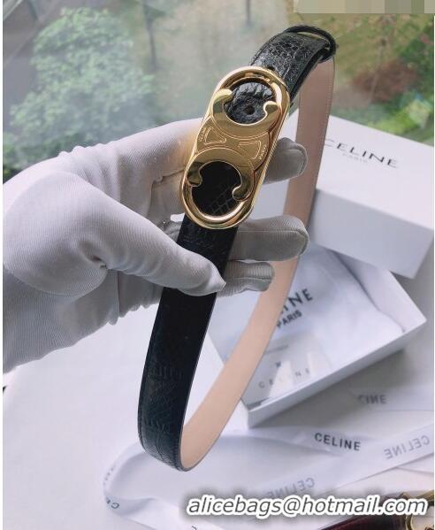 Promotional Celine Embossed Calfskin Belt 2.5cm with Logo Buckle C51824 Black 2021