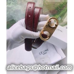 Well Crafted Celine Embossed Calfskin Belt 2.5cm with Logo Buckle C51824 Burgundy 2021