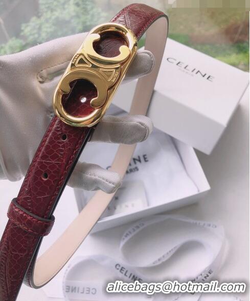 Well Crafted Celine Embossed Calfskin Belt 2.5cm with Logo Buckle C51824 Burgundy 2021