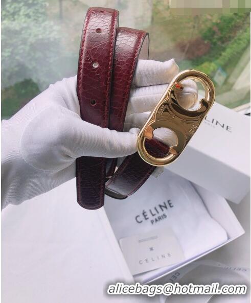 Well Crafted Celine Embossed Calfskin Belt 2.5cm with Logo Buckle C51824 Burgundy 2021