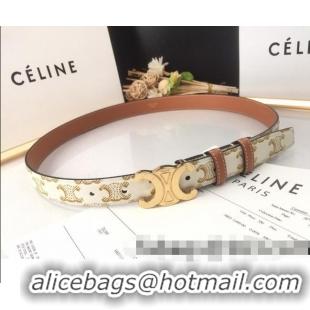 Good Looking Celine Triomphe Canvas Belt 25mm with Logo Buckle C63056 White 2021