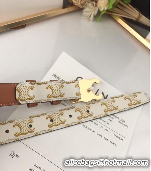 Good Looking Celine Triomphe Canvas Belt 25mm with Logo Buckle C63056 White 2021