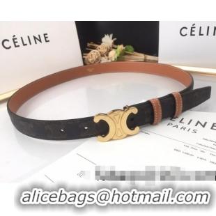 Inexpensive Celine Triomphe Canvas Belt 25mm with Logo Buckle C63057 Brown 2021