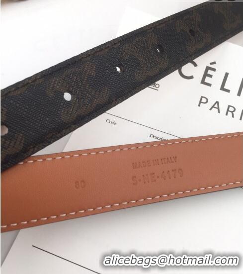 Inexpensive Celine Triomphe Canvas Belt 25mm with Logo Buckle C63057 Brown 2021