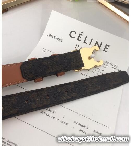 Inexpensive Celine Triomphe Canvas Belt 25mm with Logo Buckle C63057 Brown 2021