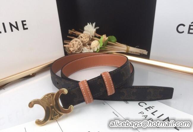 Inexpensive Celine Triomphe Canvas Belt 25mm with Logo Buckle C63057 Brown 2021