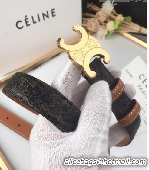 Inexpensive Celine Triomphe Canvas Belt 25mm with Logo Buckle C63057 Brown 2021